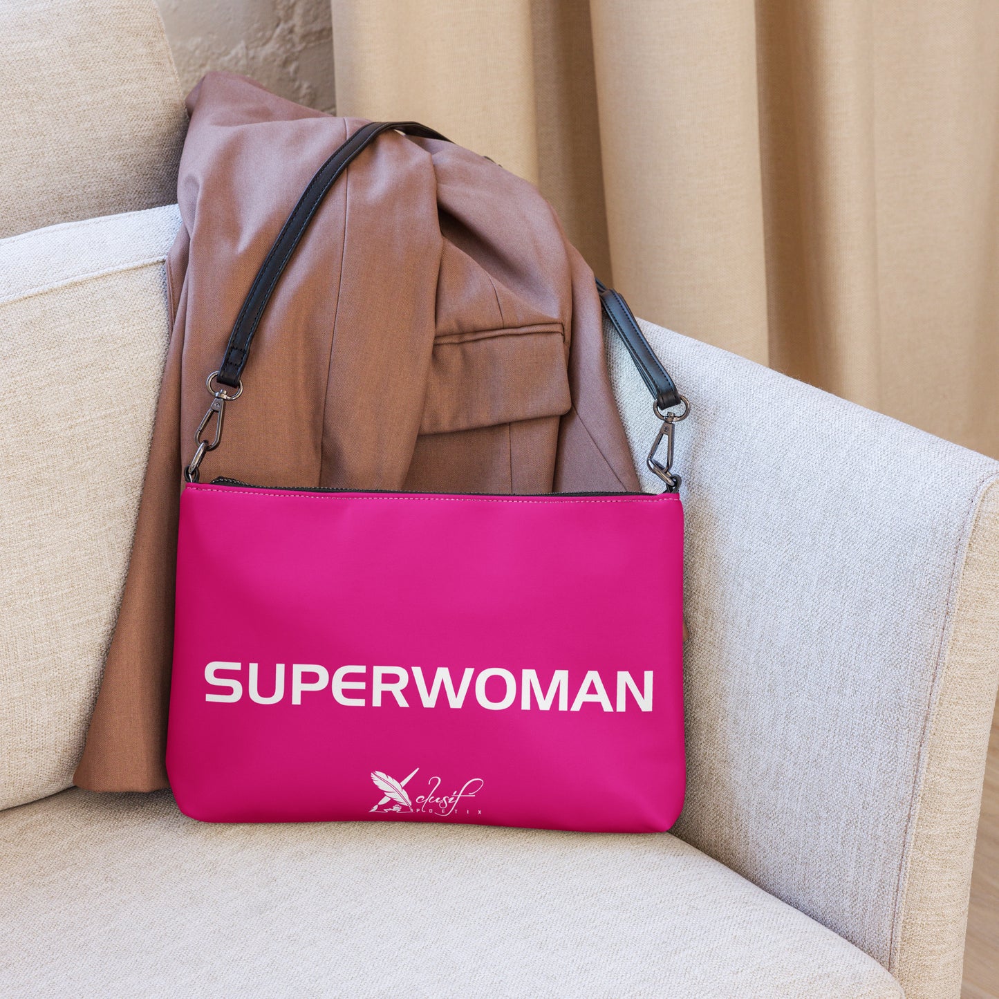 SUPERWOMAN BY XCLUSIF POETIX HOT PINK & WHITE Crossbody bag