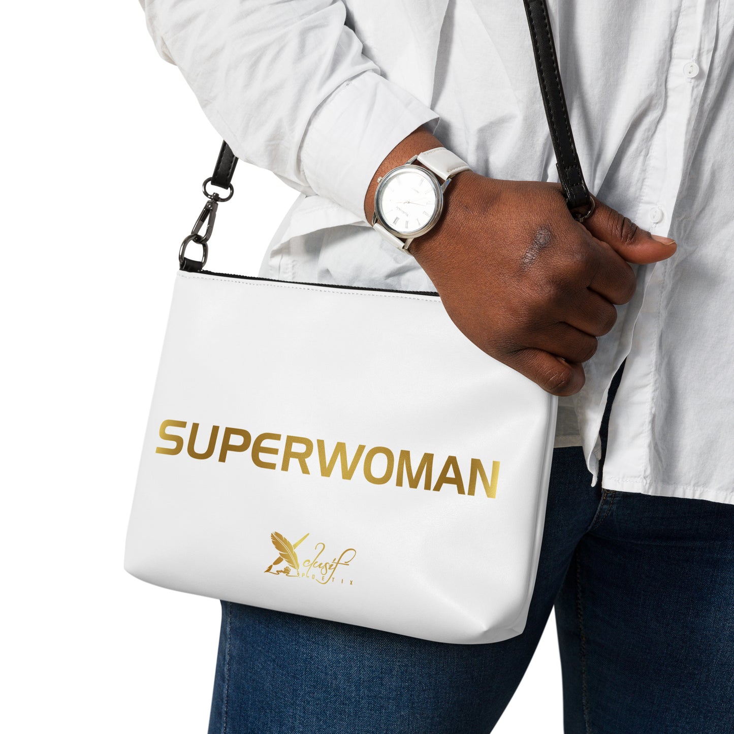 SUPERWOMAN BY XCLUSIF POETIX WHITE & GOLD Crossbody bag