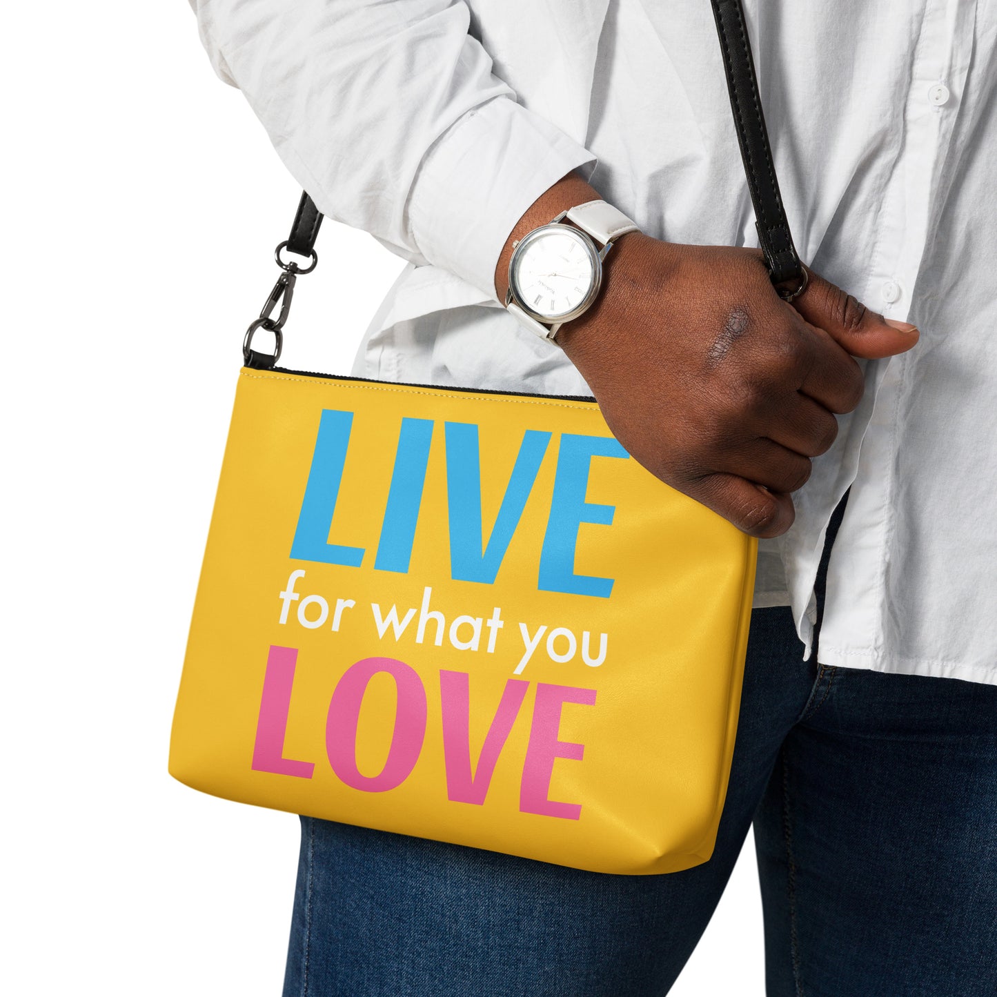 "LIVE FOR WHAT YOU LOVE" BY XCLUSIF POETIX YELLOW Crossbody bag