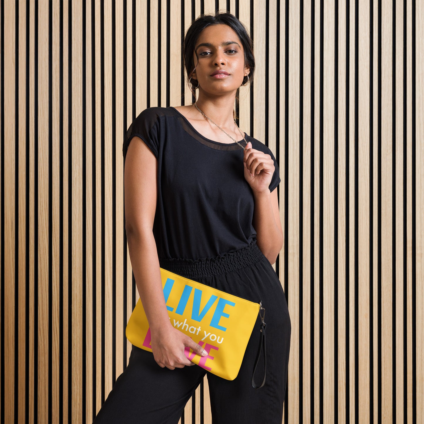 "LIVE FOR WHAT YOU LOVE" BY XCLUSIF POETIX YELLOW Crossbody bag