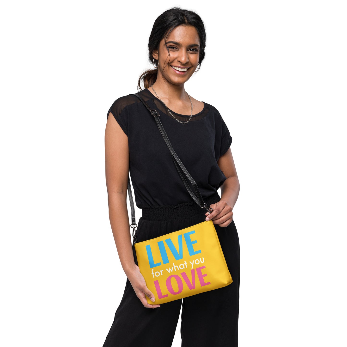 "LIVE FOR WHAT YOU LOVE" BY XCLUSIF POETIX YELLOW Crossbody bag