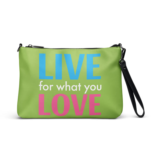 "LIVE FOR WHAT YOU LOVE" BY XCLUSIF POETIX GREEN Crossbody bag