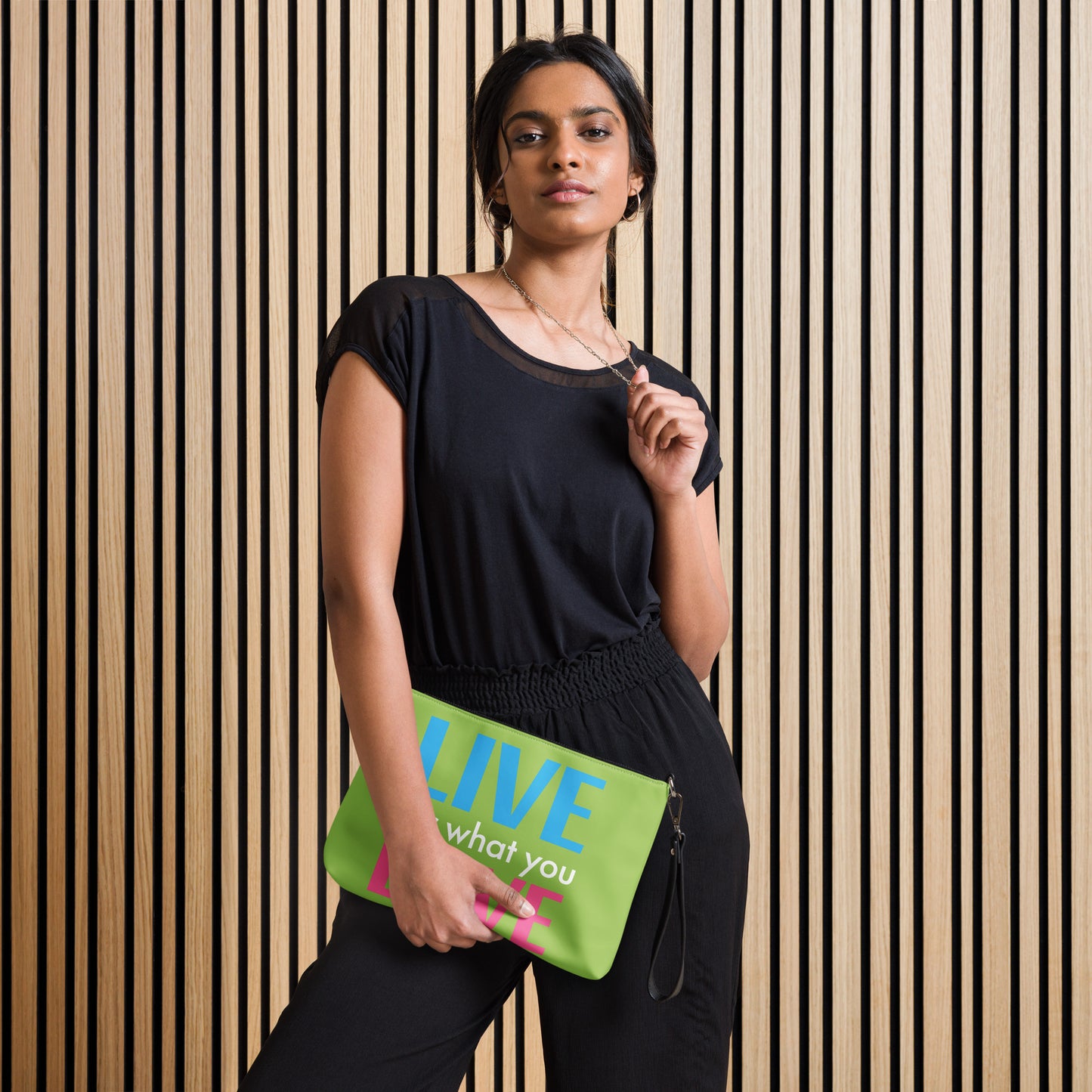 "LIVE FOR WHAT YOU LOVE" BY XCLUSIF POETIX GREEN Crossbody bag