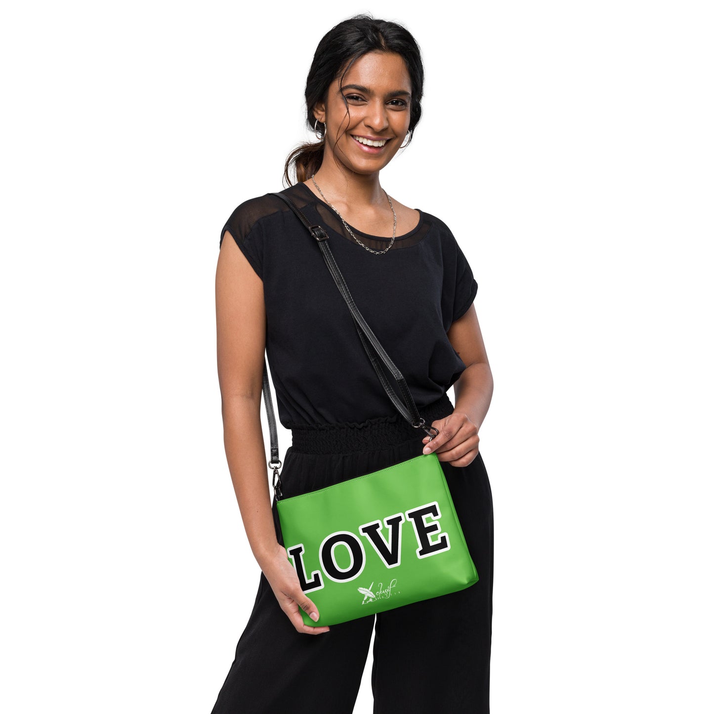 LOVE BY XCLUSIF POETIX GREEN & BLACK Crossbody bag