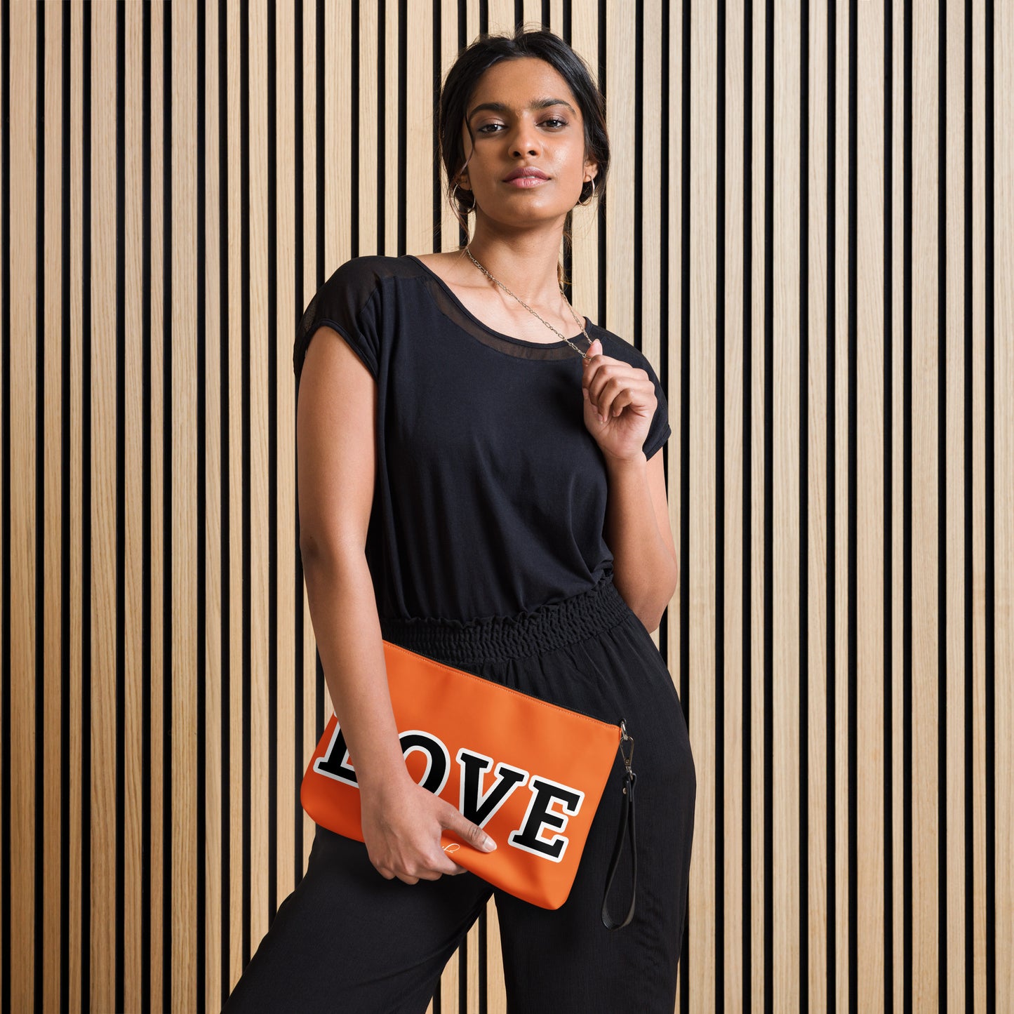 LOVE BY XCLUSIF POETIX ORANGE & BLACK Crossbody bag