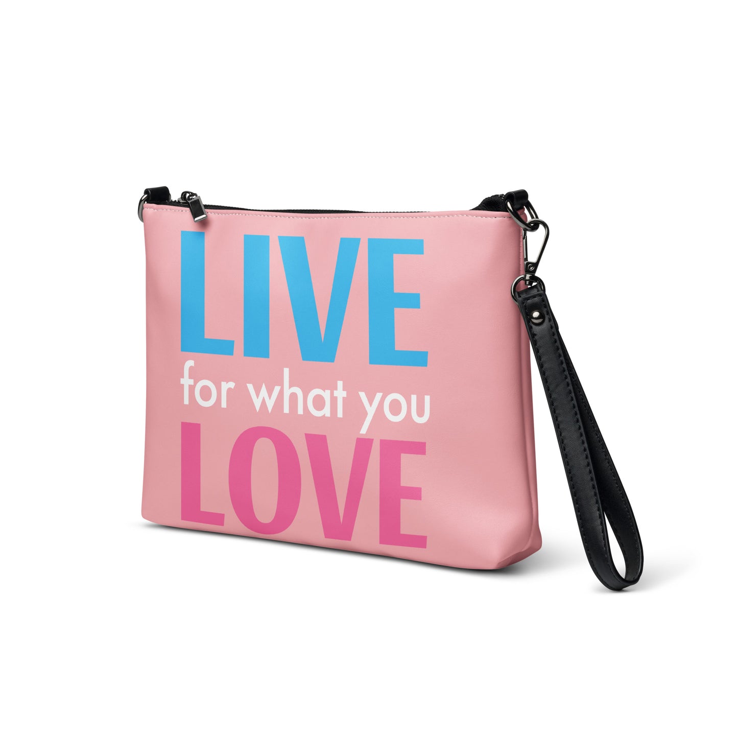 "LIVE FOR WHAT YOU LOVE" BY XCLUSIF POETIX PINK Crossbody bag