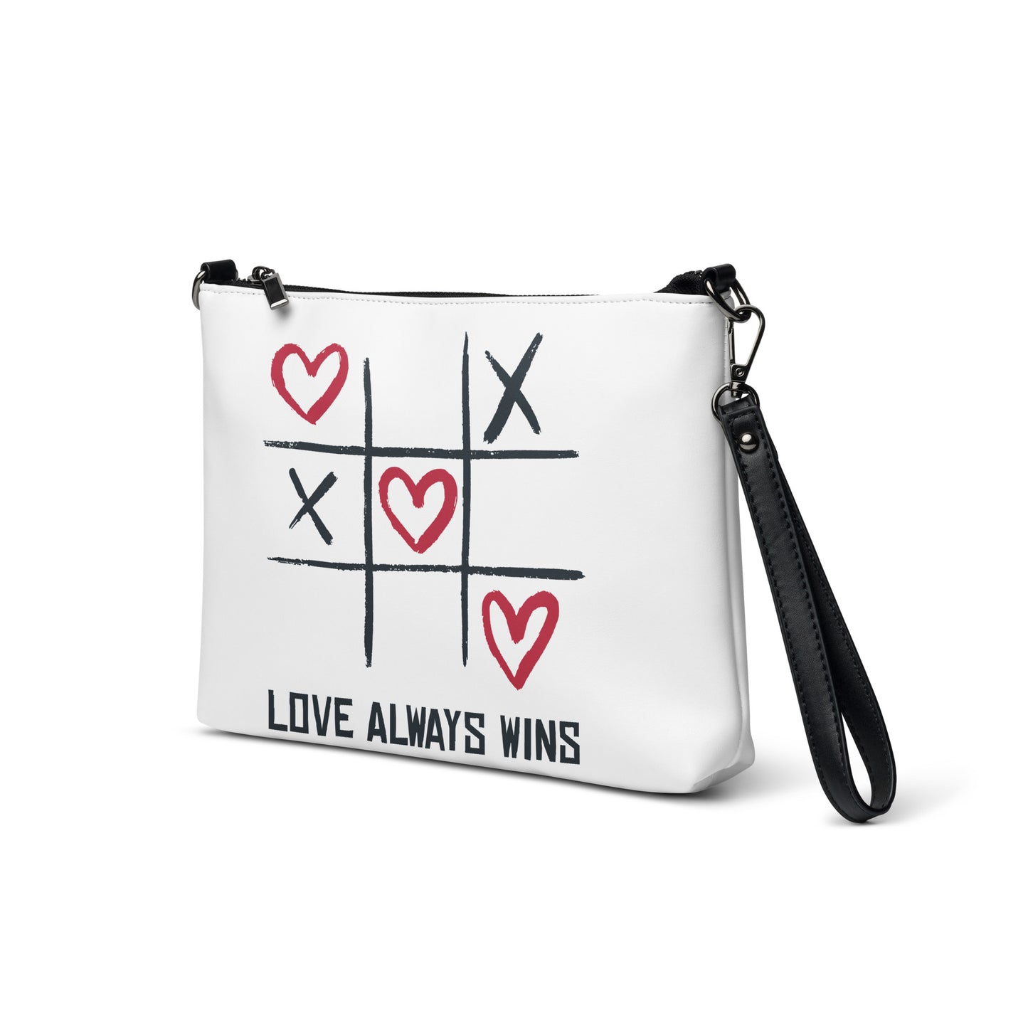 "LOVE ALWAYS WINS" BY XCLUSIF POETIX WHITE Crossbody bag