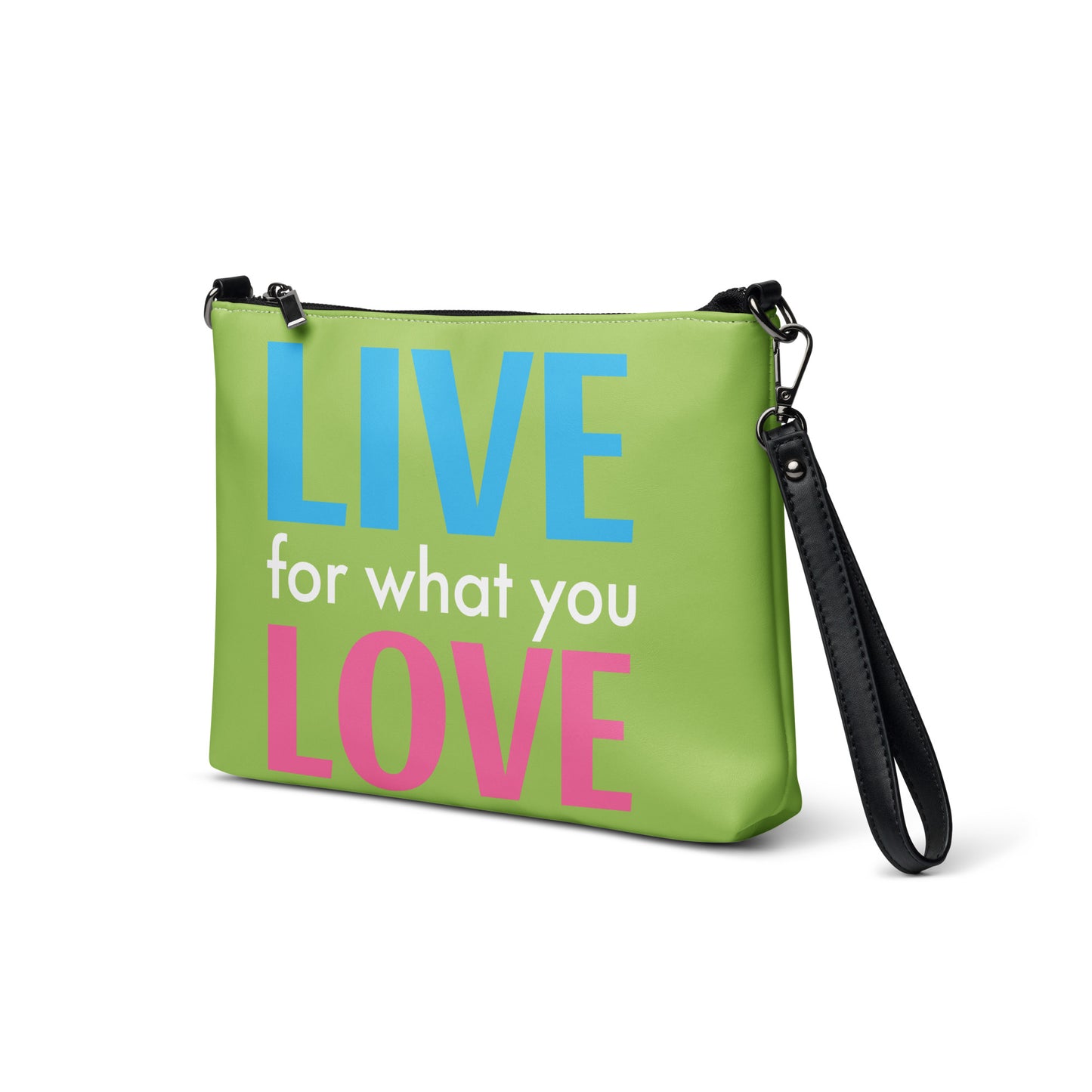 "LIVE FOR WHAT YOU LOVE" BY XCLUSIF POETIX GREEN Crossbody bag