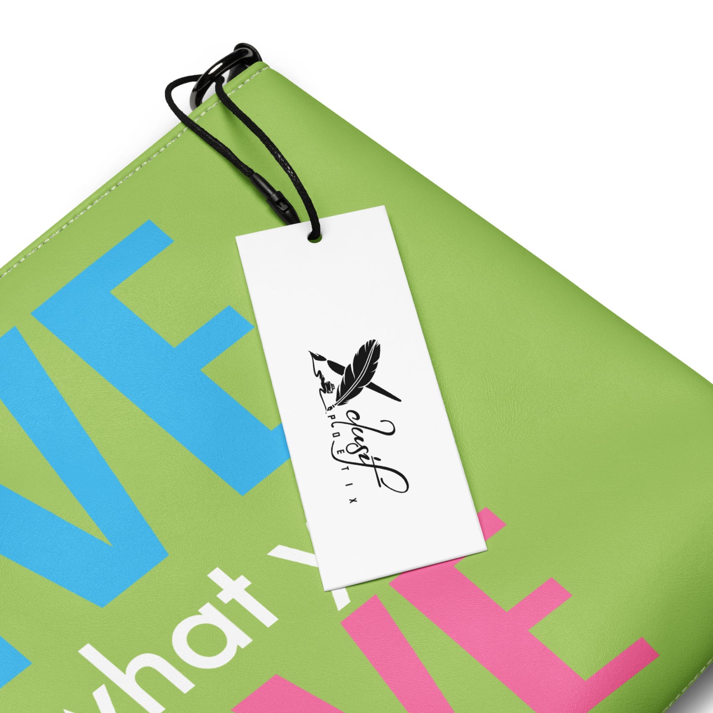 "LIVE FOR WHAT YOU LOVE" BY XCLUSIF POETIX GREEN Crossbody bag