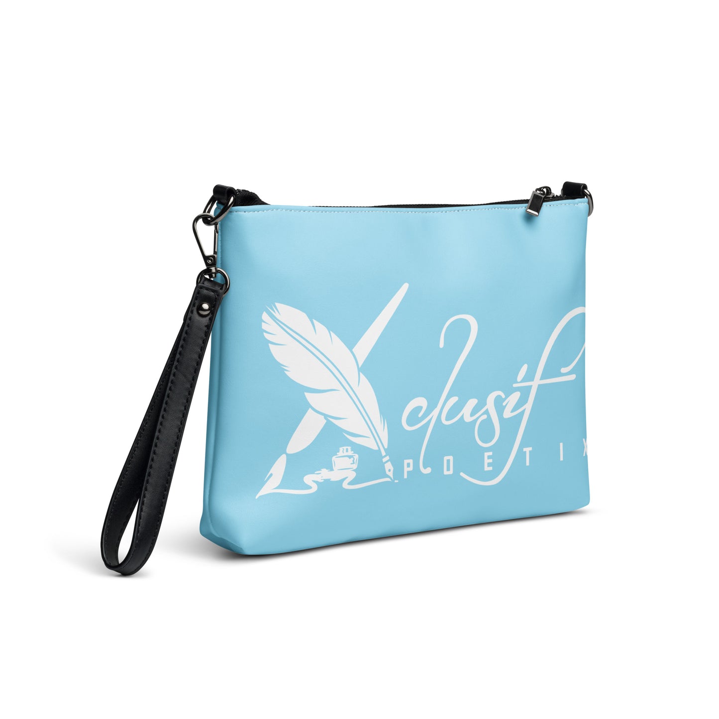 "LIVE FOR WHAT YOU LOVE" BY XCLUSIF POETIX LIGHT BLUE Crossbody bag