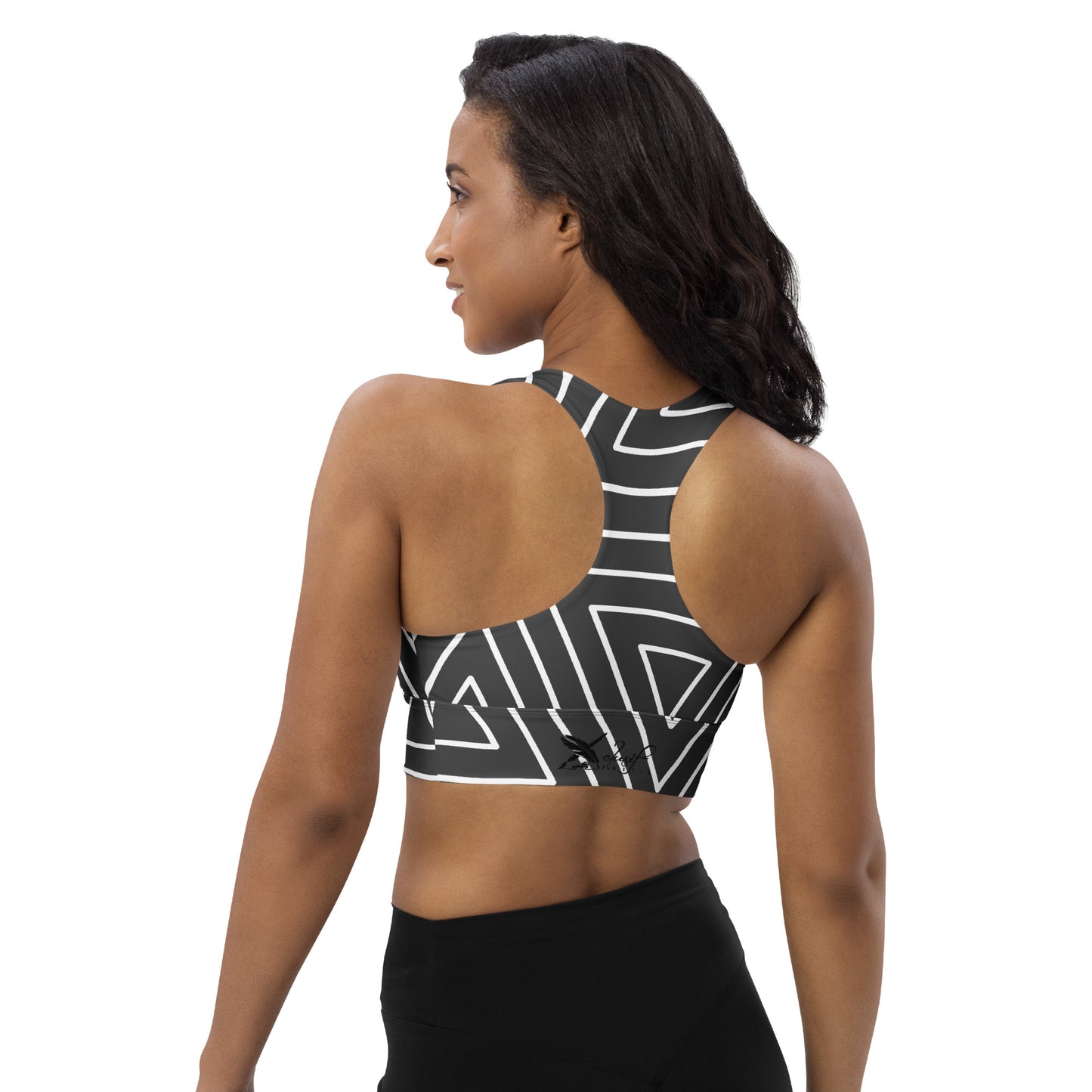 XCLUSIF POETIX BLACK TRIANGLE Women's Longline sports bra