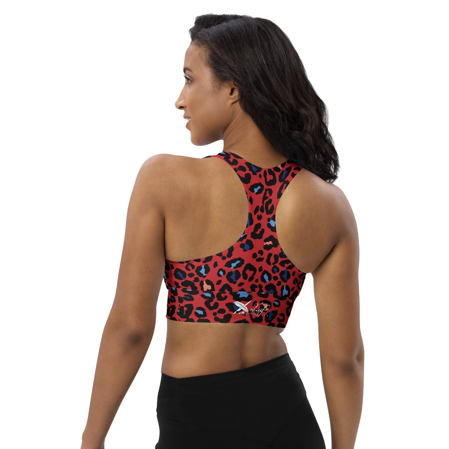 XCLUSIF POETIX RED LEOPARD Women's Longline sports bra