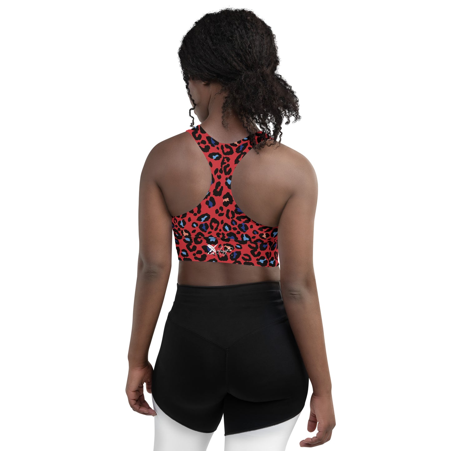 XCLUSIF POETIX RED LEOPARD Women's Longline sports bra