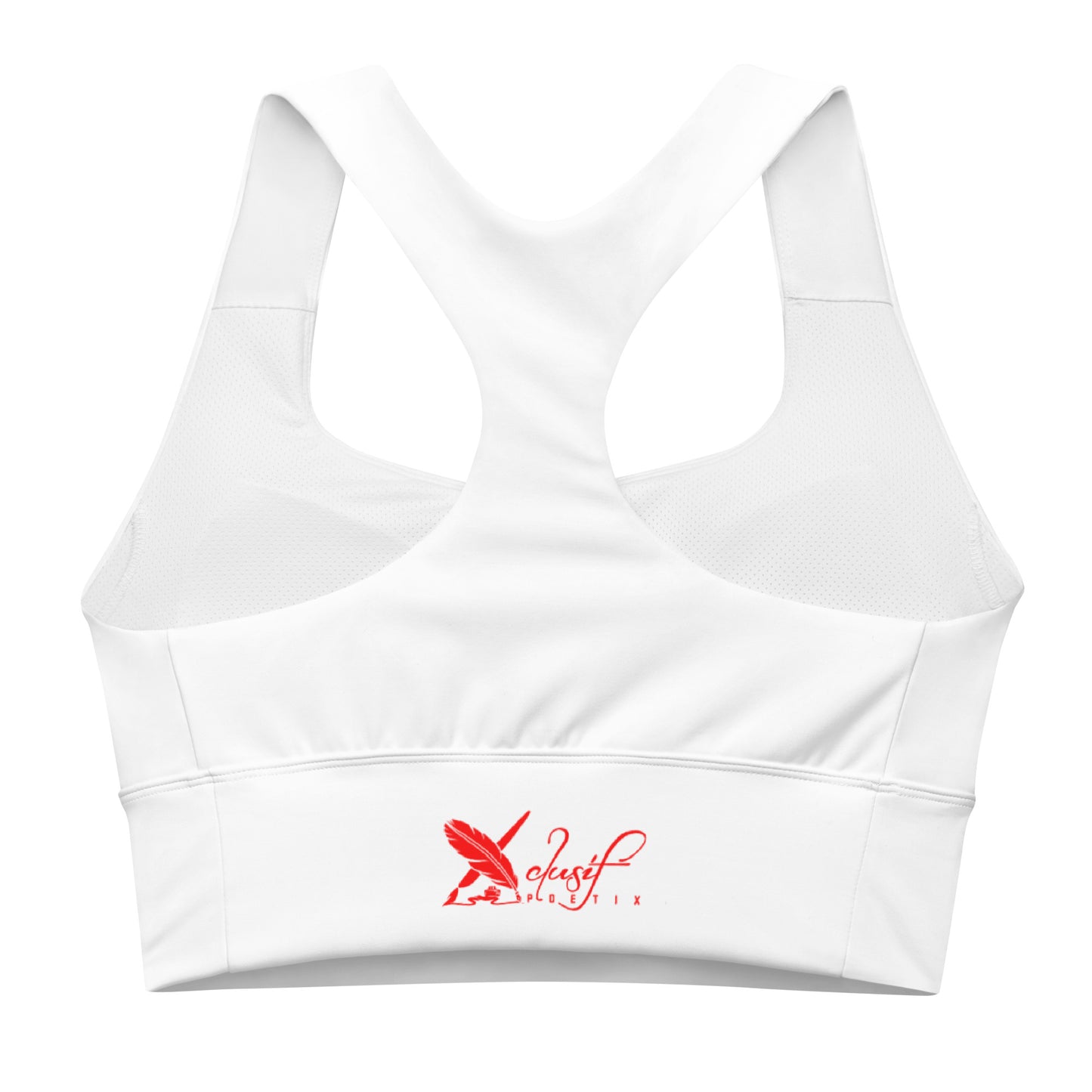 XCLUSIF POETIX WHITE & RED LOGO Longline sports bra