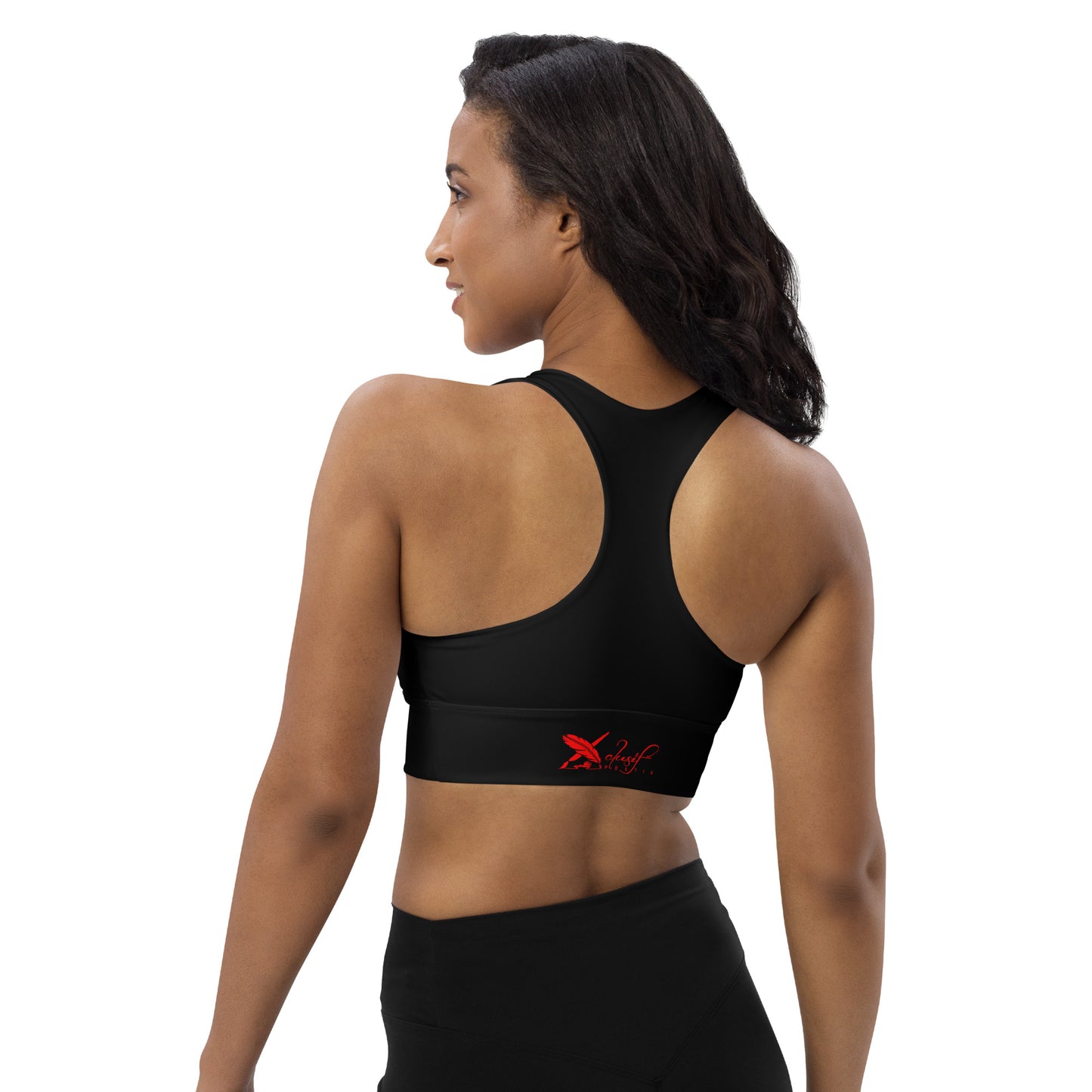 XCLUSIF POETIX BLACK & RED LOGO Longline sports bra