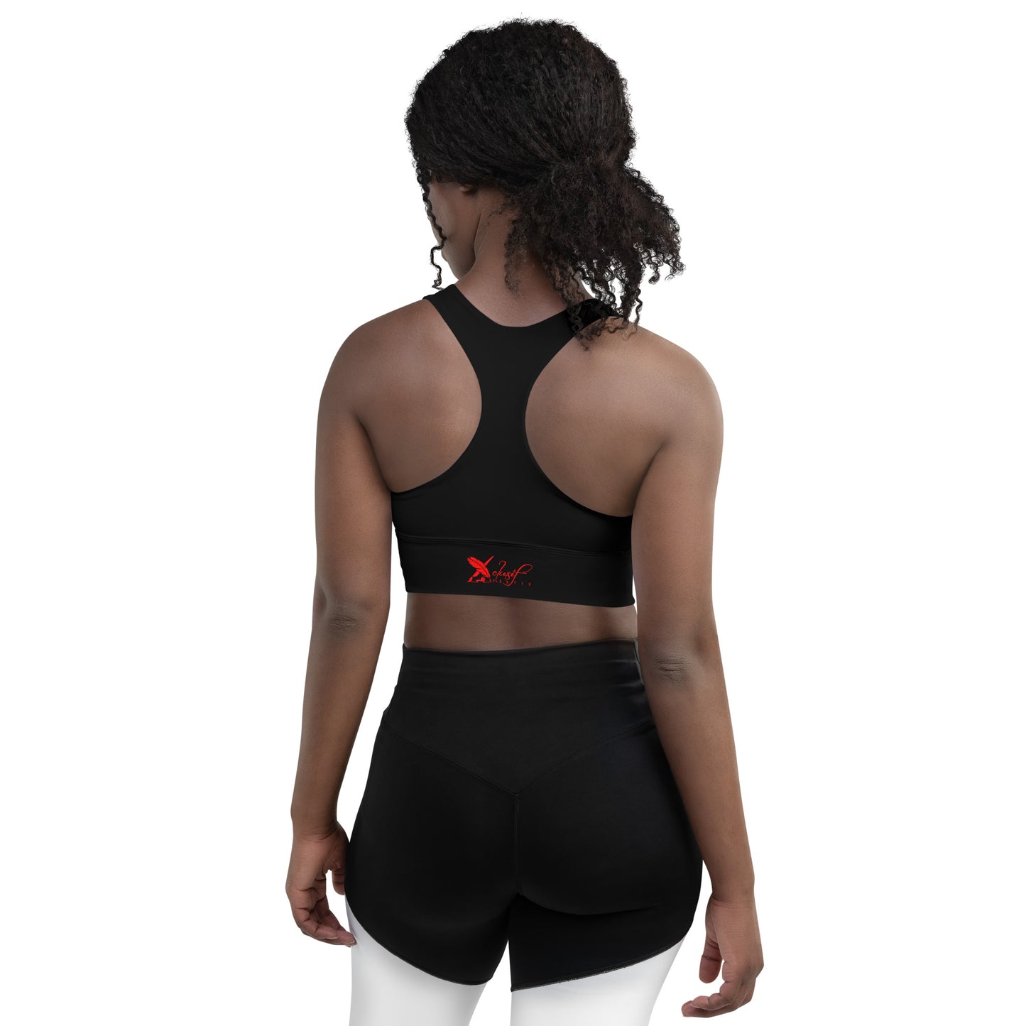 XCLUSIF POETIX BLACK & RED LOGO Longline sports bra