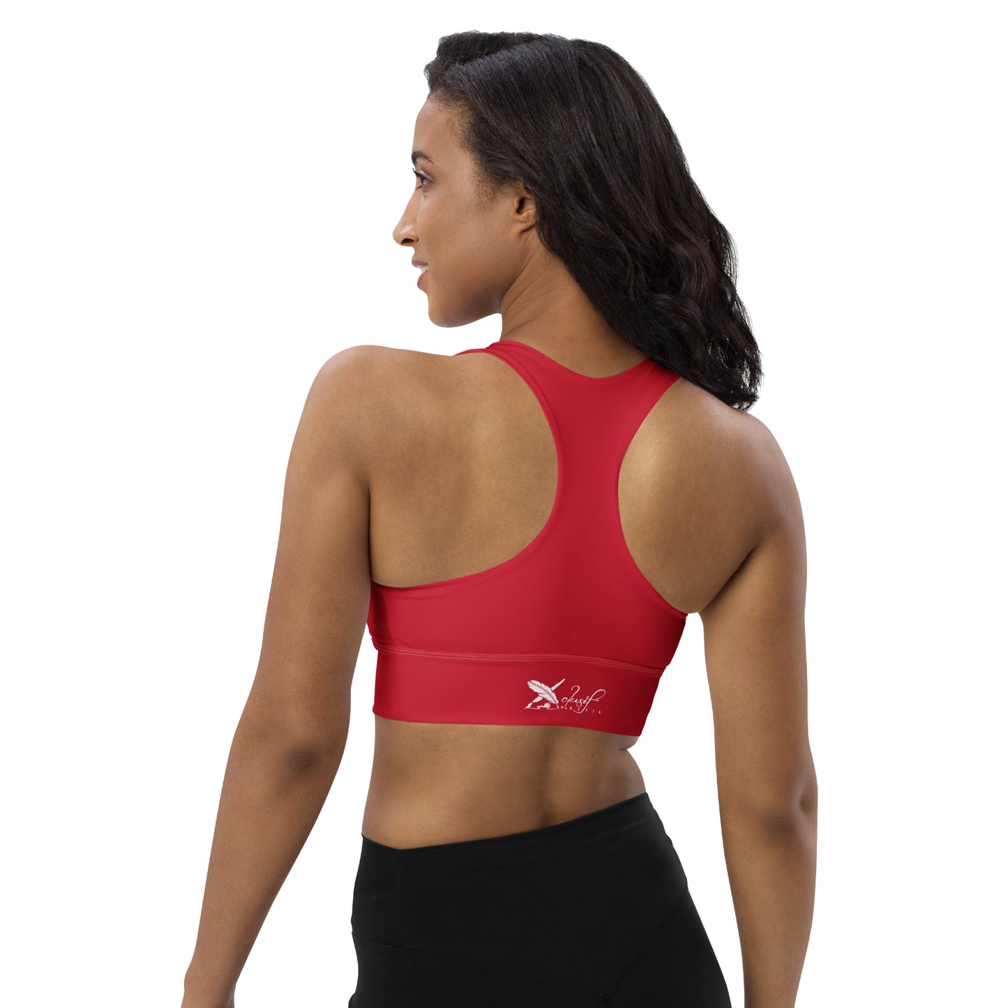 XCLUSIF POETIX RED & WHITE LOGO Longline sports bra