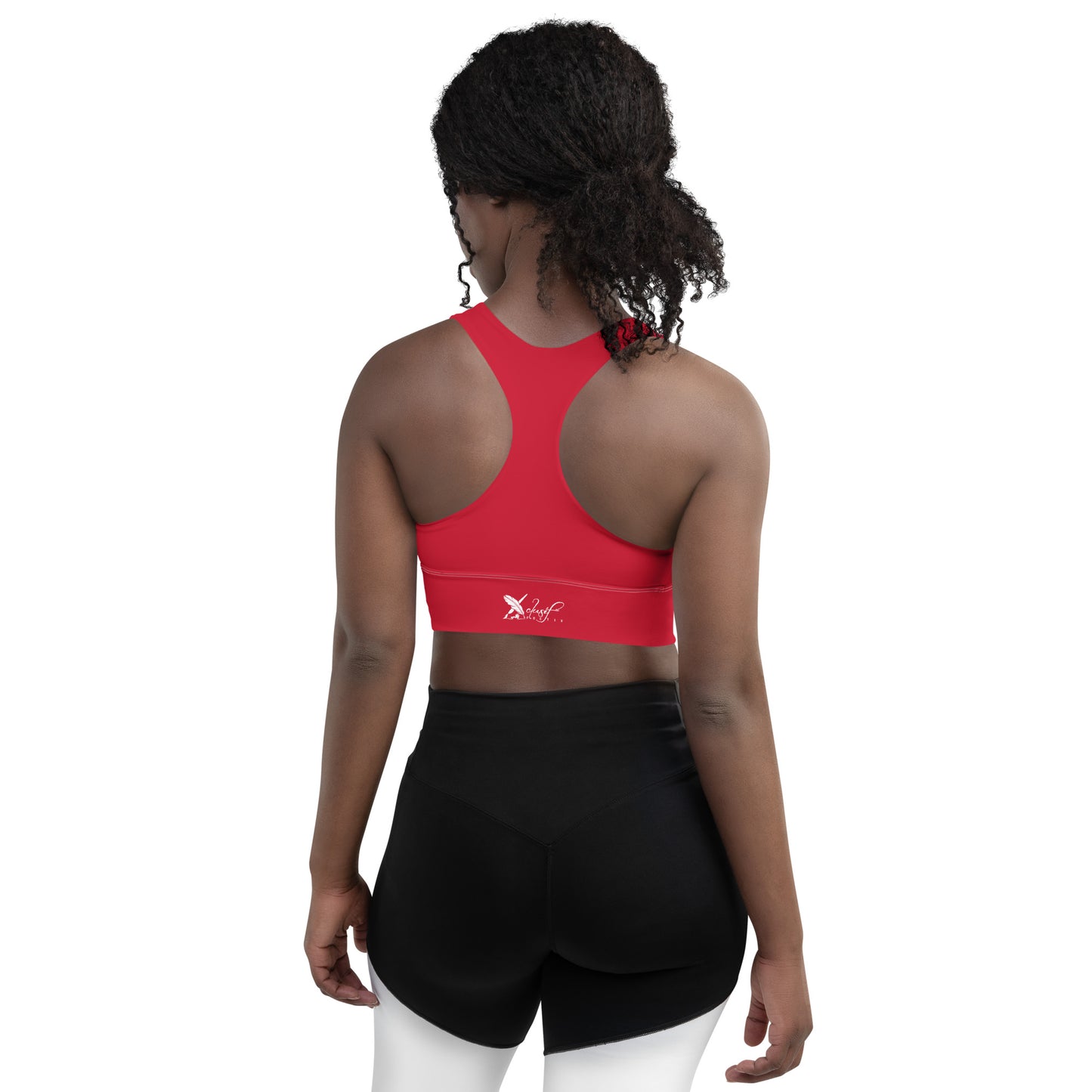 XCLUSIF POETIX RED & WHITE LOGO Longline sports bra