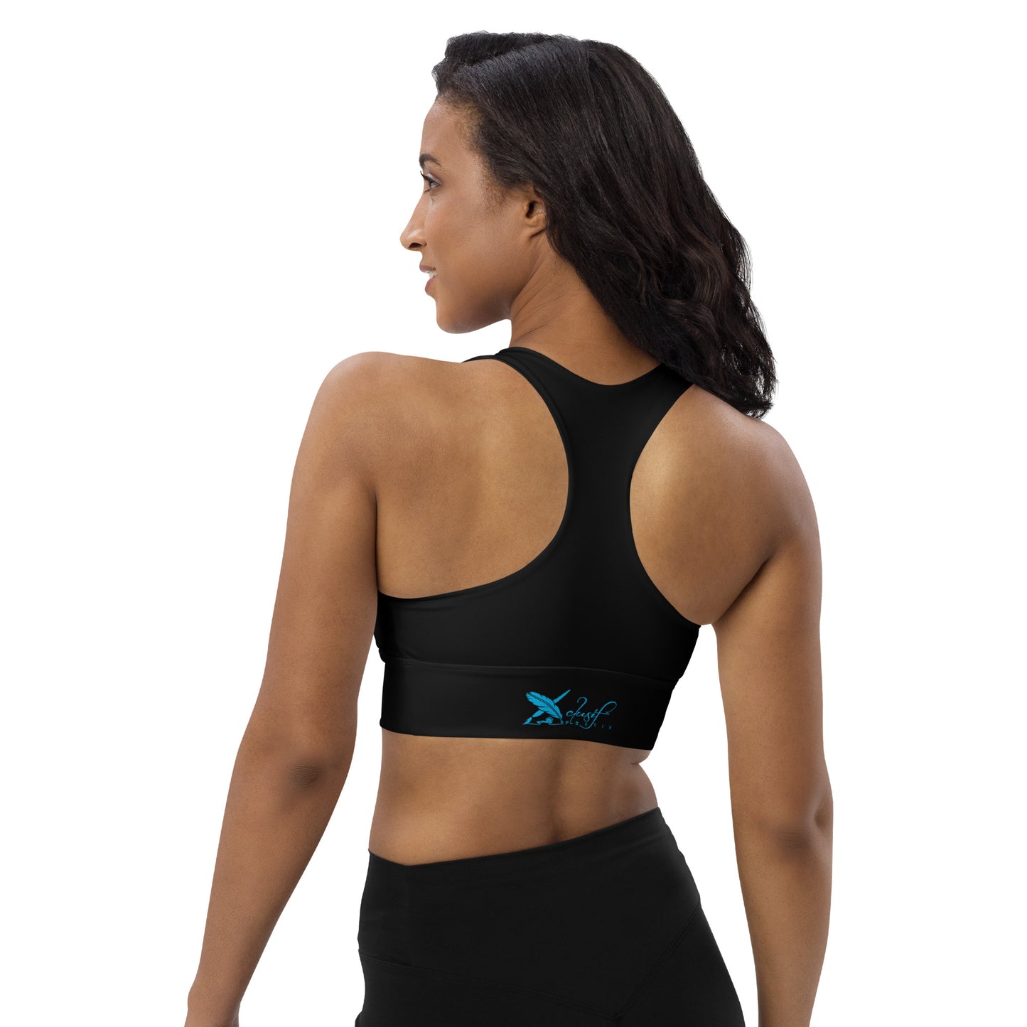 XCLUSIF POETIX BLACK & BLUE Women's Longline sports bra