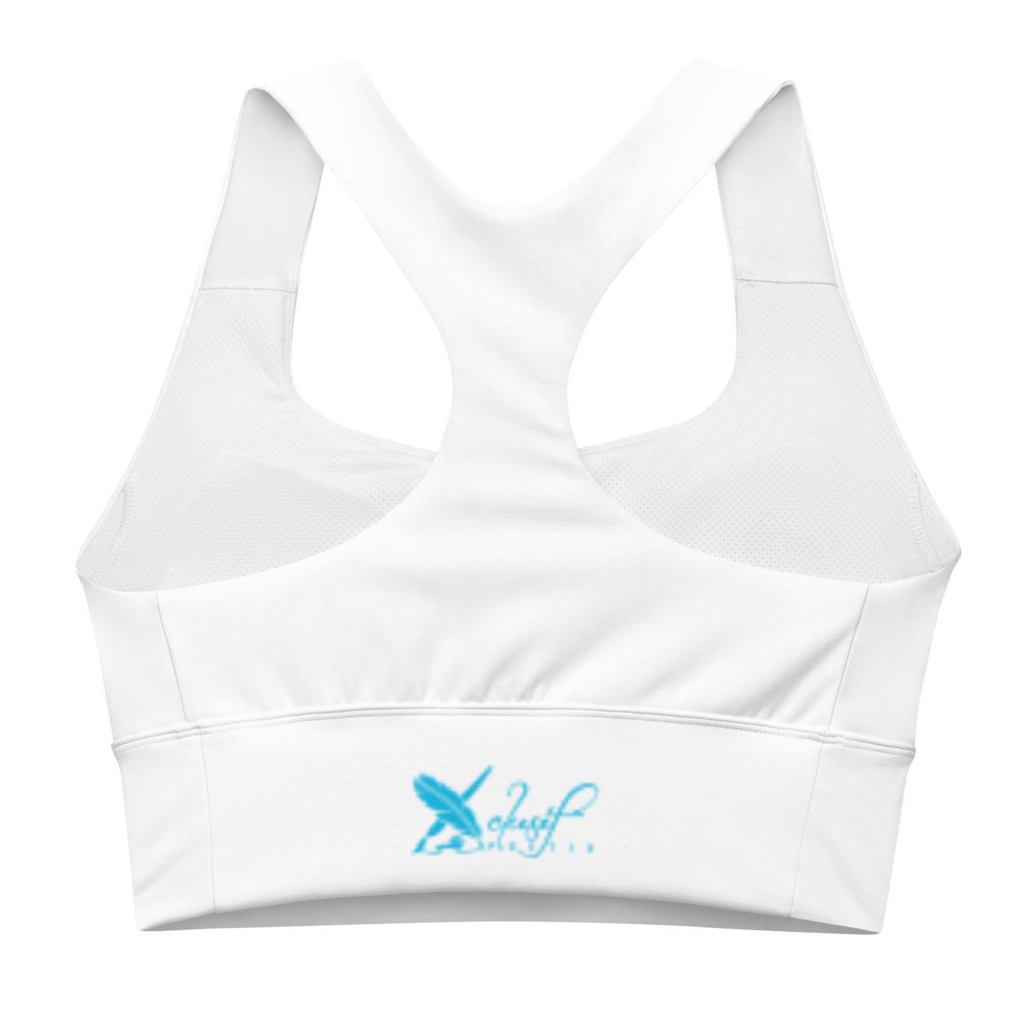 XCLUSIF POETIX WHITE & BLUE Women's Longline sports bra