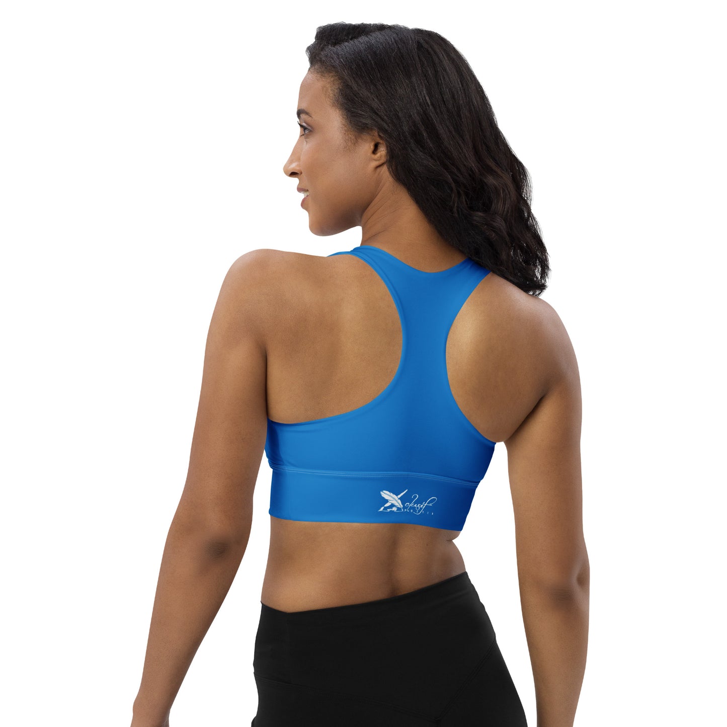 XCLUSIF POETIX BLUE & WHITE Women's Longline sports bra