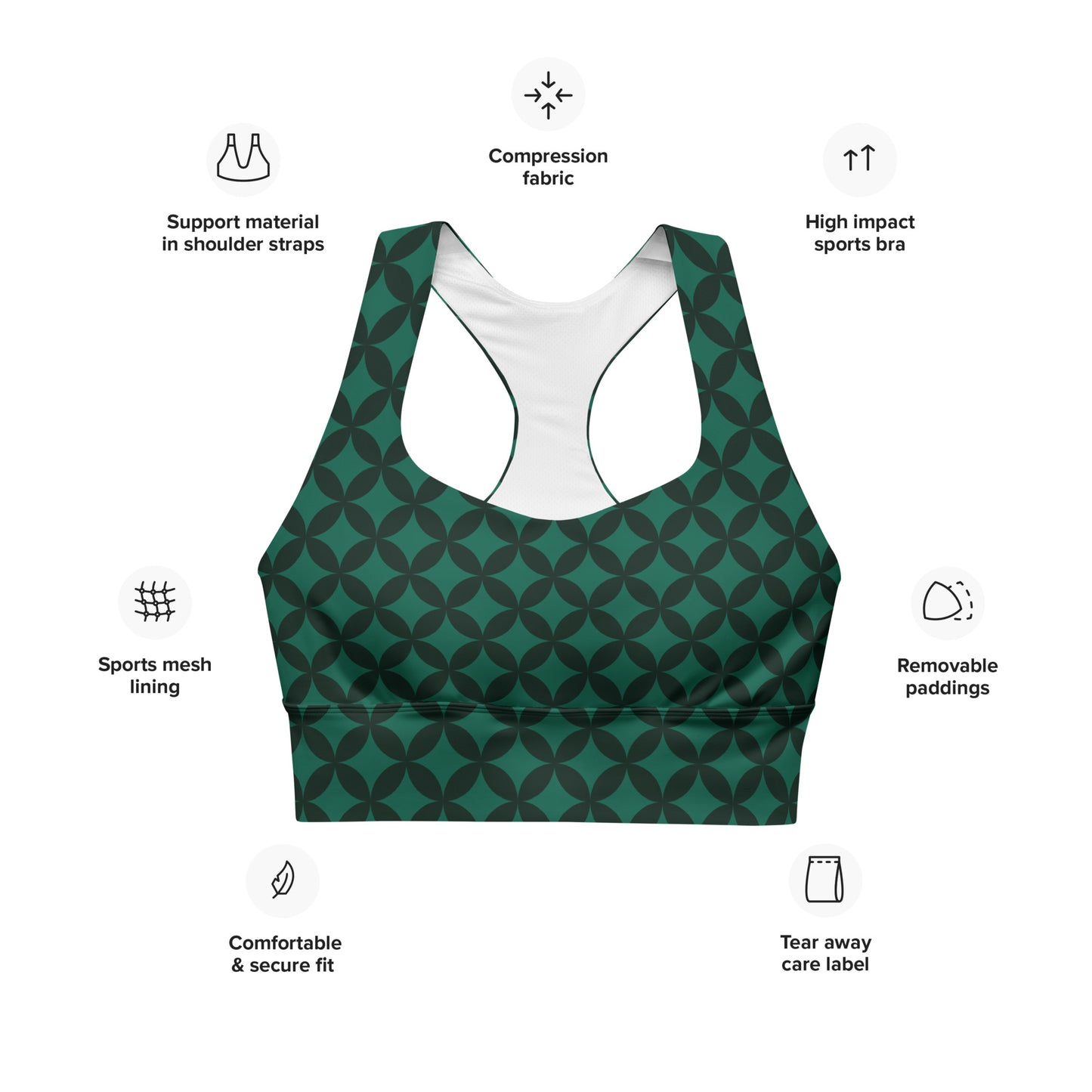 XCLUSIF POETIX LUXURY GREEN Women's Longline sports bra