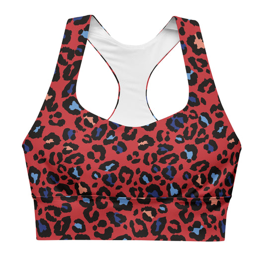 XCLUSIF POETIX RED LEOPARD Women's Longline sports bra