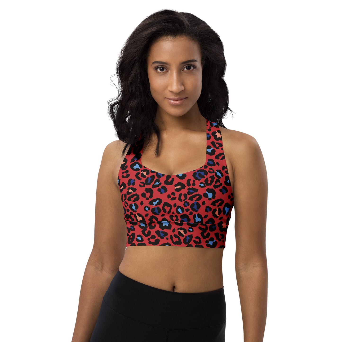 XCLUSIF POETIX RED LEOPARD Women's Longline sports bra