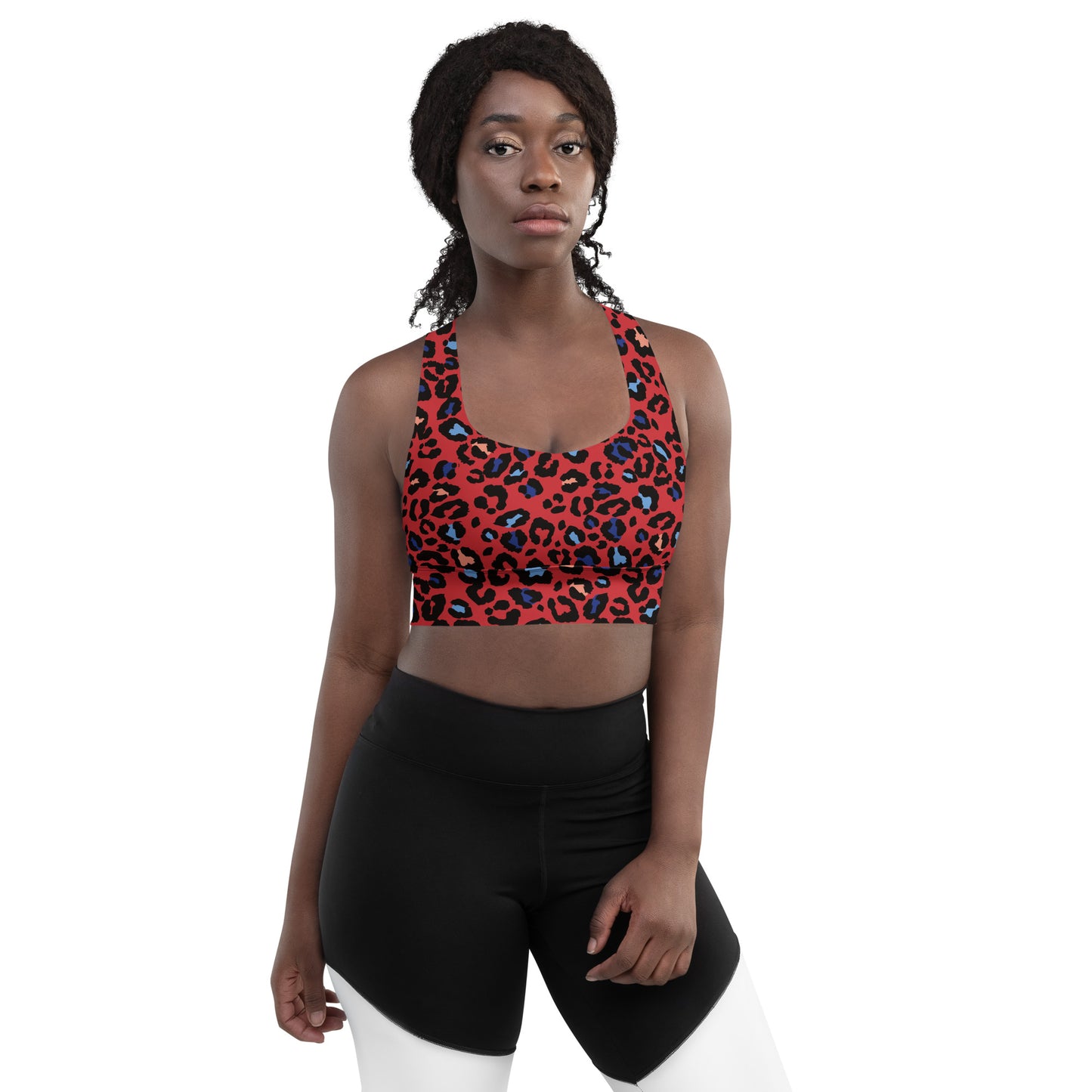 XCLUSIF POETIX RED LEOPARD Women's Longline sports bra