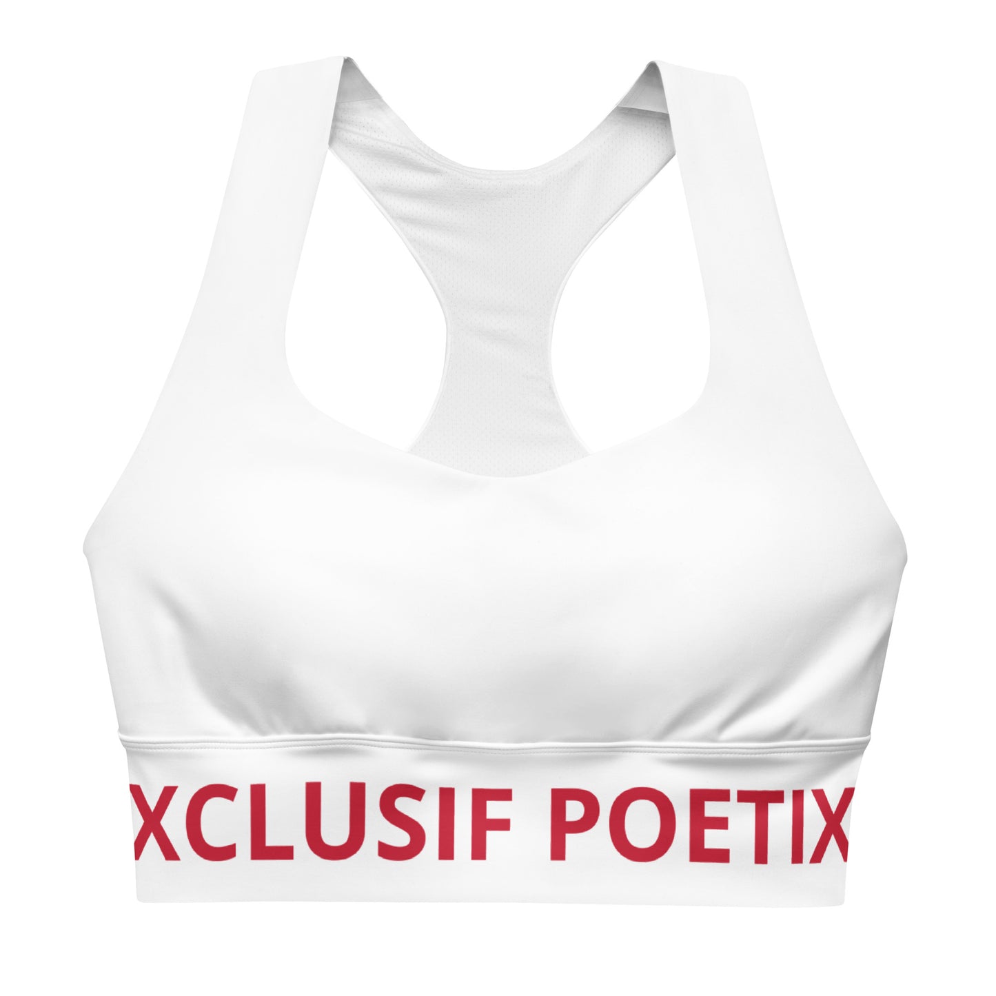 XCLUSIF POETIX WHITE & RED LOGO Longline sports bra