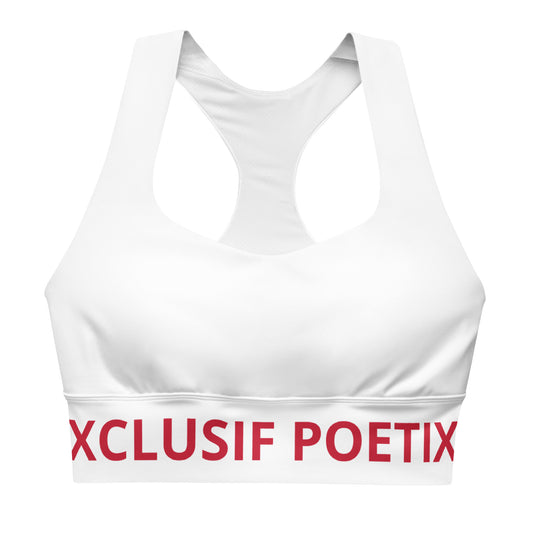 XCLUSIF POETIX WHITE & RED LOGO Longline sports bra