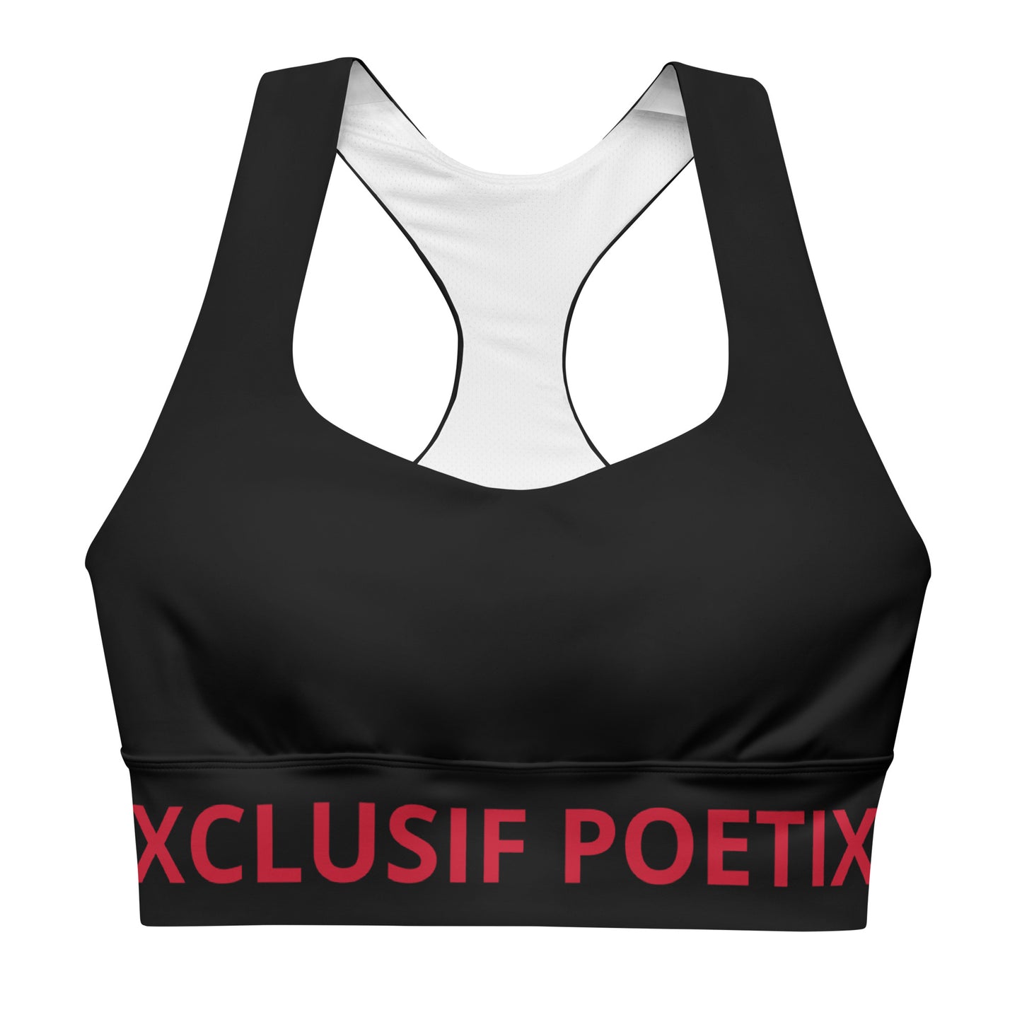 XCLUSIF POETIX BLACK & RED LOGO Longline sports bra