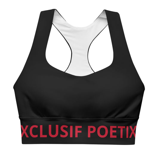 XCLUSIF POETIX BLACK & RED LOGO Longline sports bra