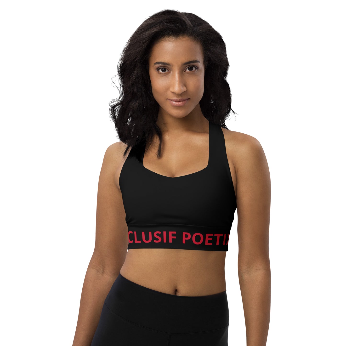 XCLUSIF POETIX BLACK & RED LOGO Longline sports bra