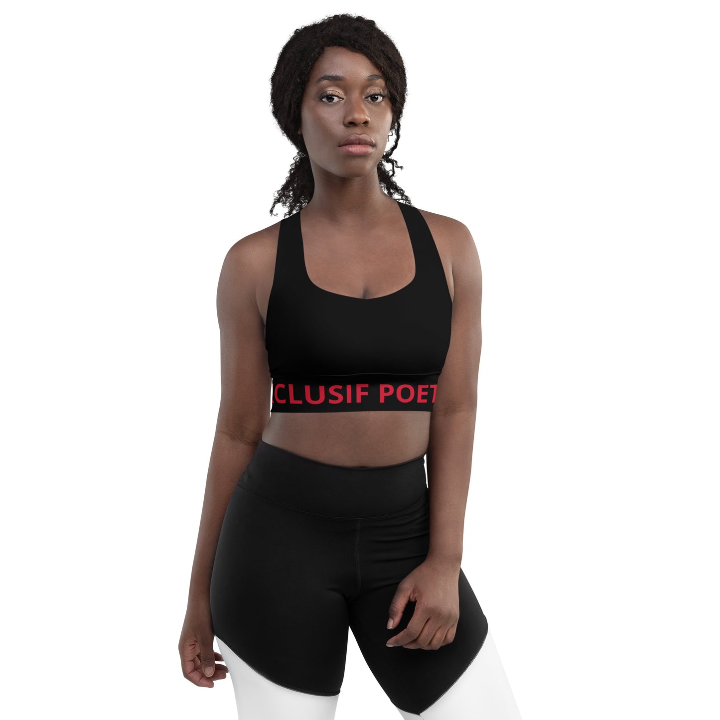 XCLUSIF POETIX BLACK & RED LOGO Longline sports bra