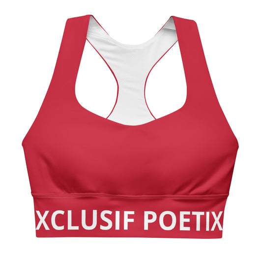 XCLUSIF POETIX RED & WHITE LOGO Longline sports bra