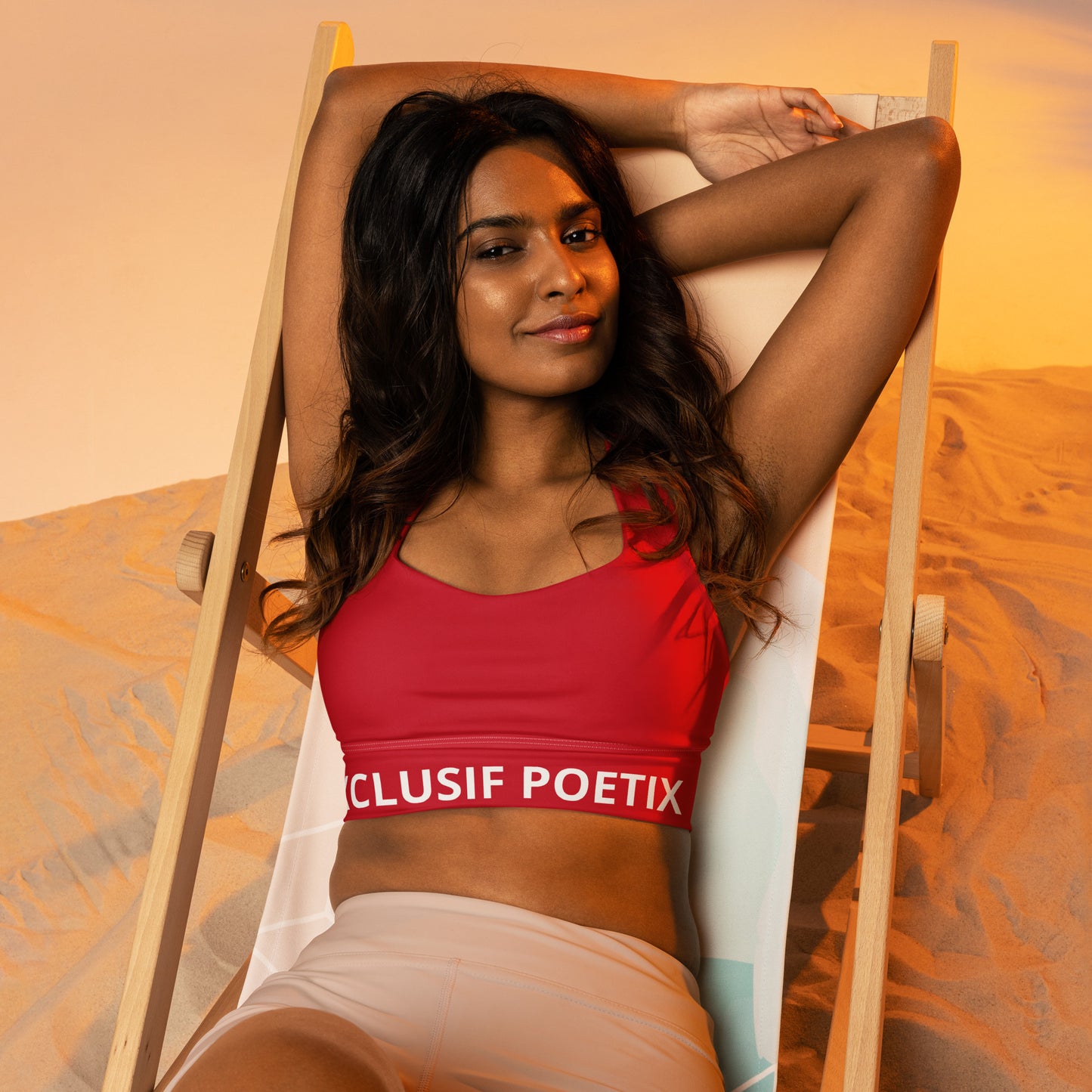 XCLUSIF POETIX RED & WHITE LOGO Longline sports bra