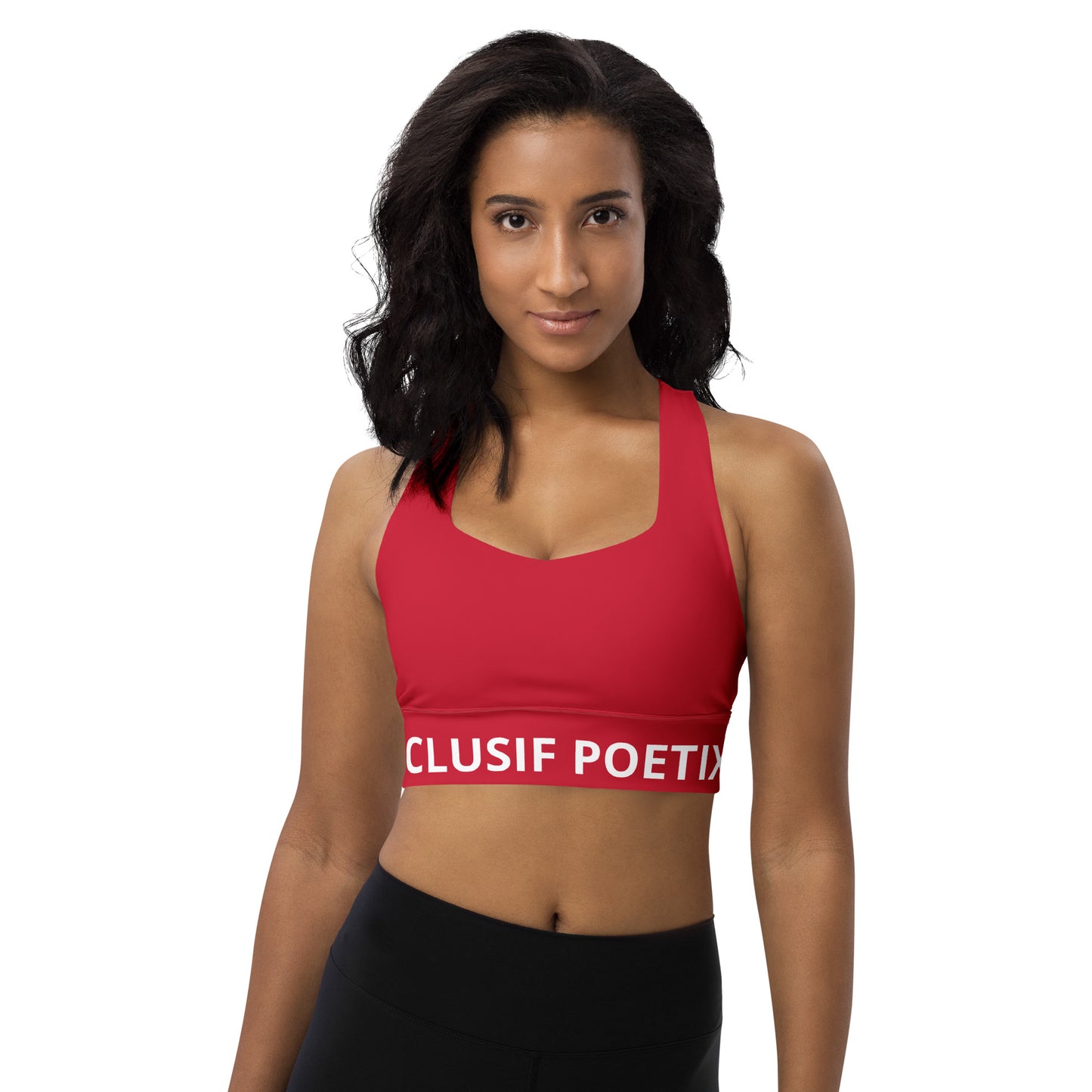 XCLUSIF POETIX RED & WHITE LOGO Longline sports bra