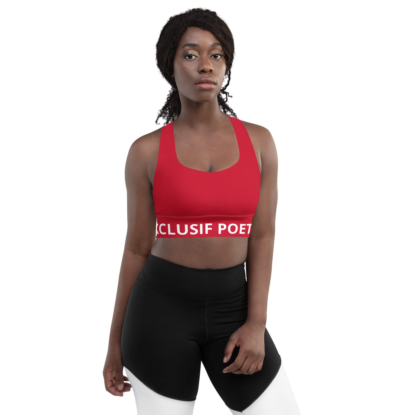 XCLUSIF POETIX RED & WHITE LOGO Longline sports bra