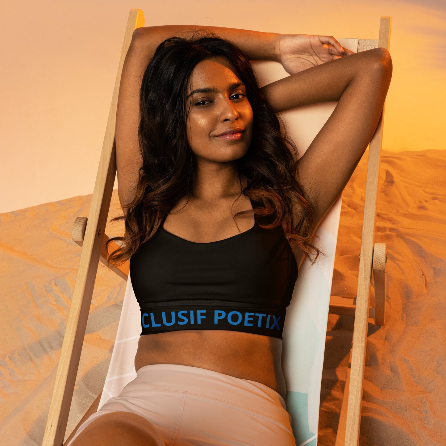 XCLUSIF POETIX BLACK & BLUE Women's Longline sports bra