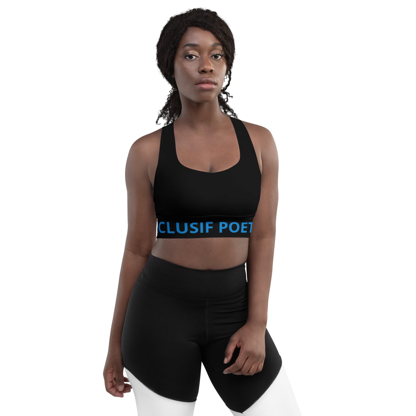 XCLUSIF POETIX BLACK & BLUE Women's Longline sports bra