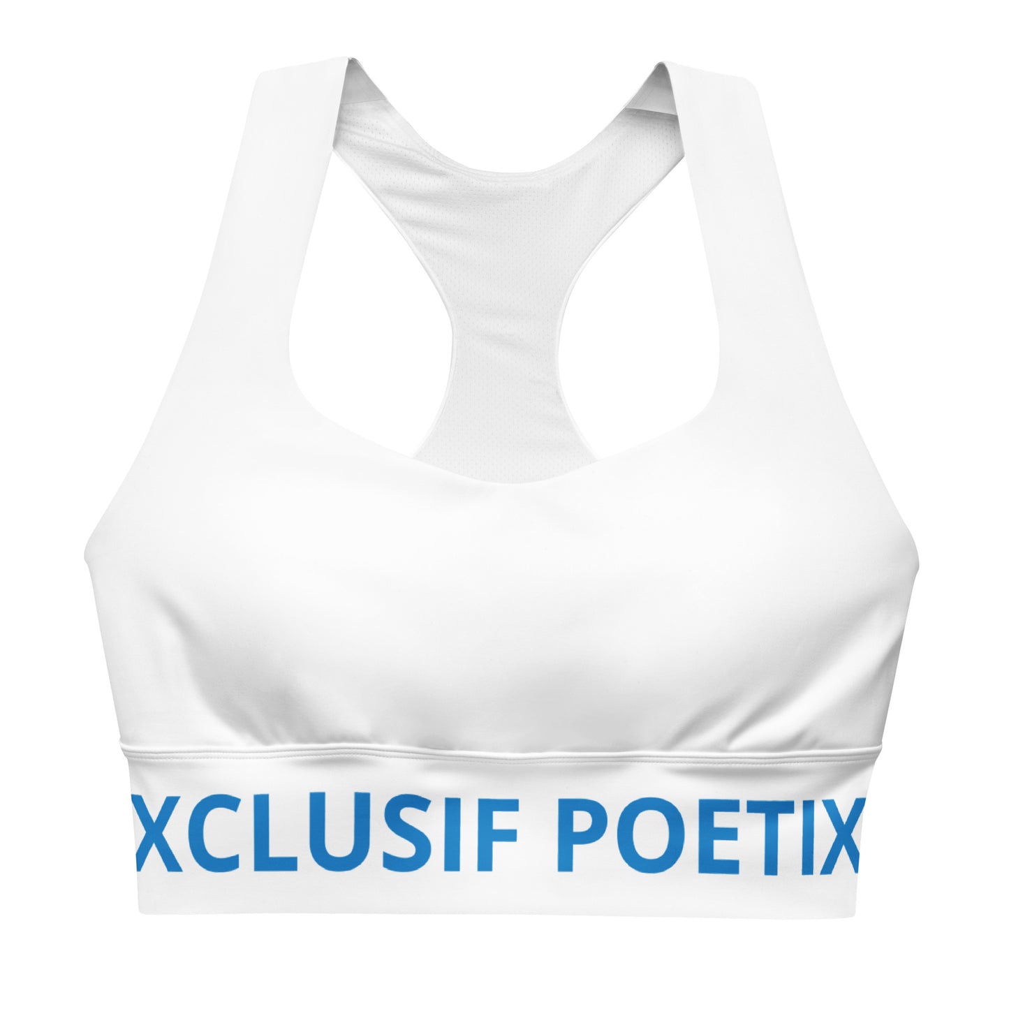 XCLUSIF POETIX WHITE & BLUE Women's Longline sports bra