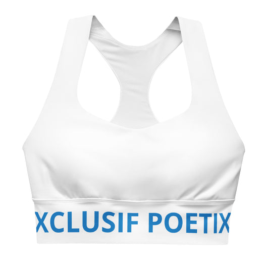 XCLUSIF POETIX WHITE & BLUE Women's Longline sports bra