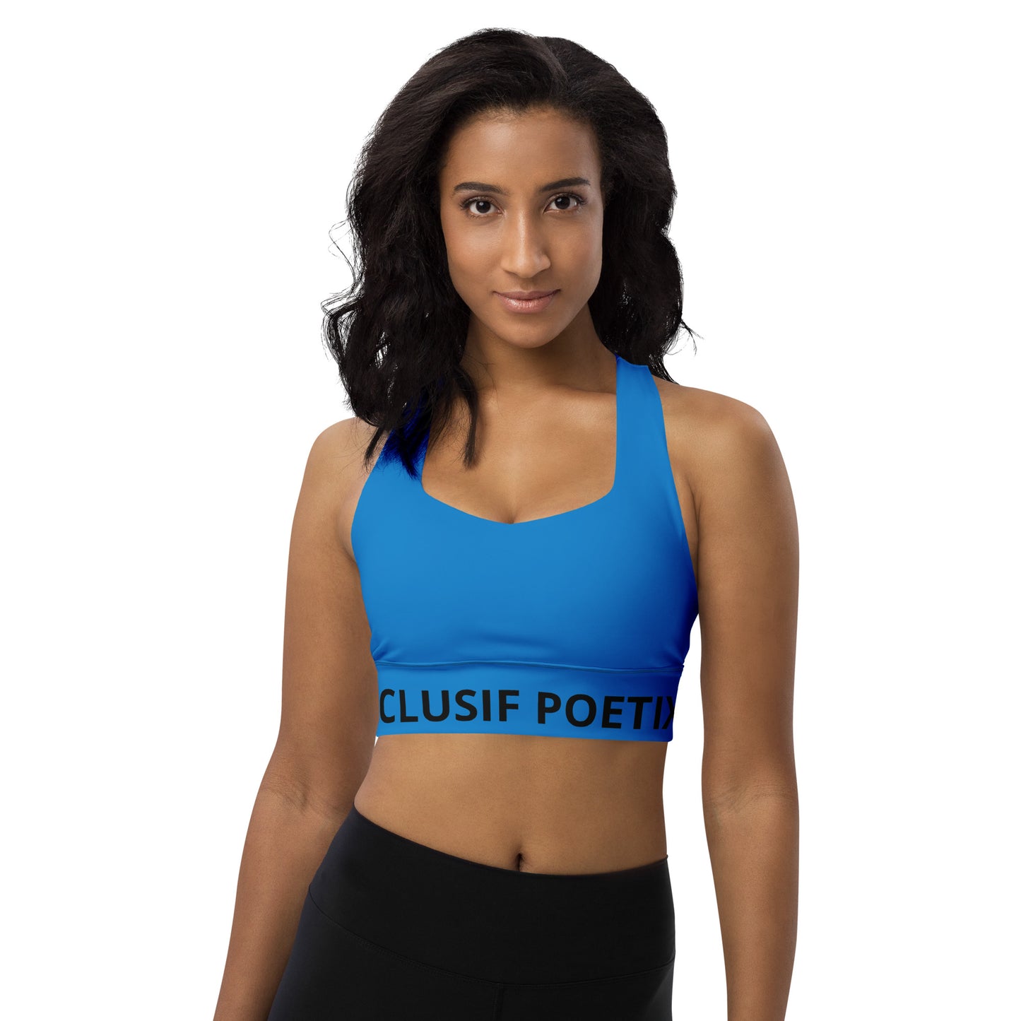 XCLUSIF POETIX BLUE & BLACK Women's Longline sports bra