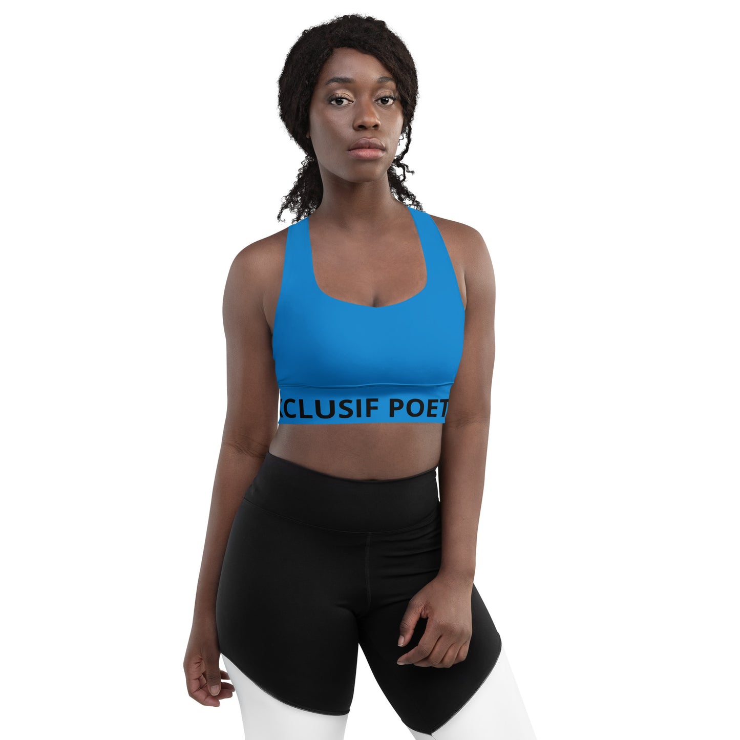 XCLUSIF POETIX BLUE & BLACK Women's Longline sports bra