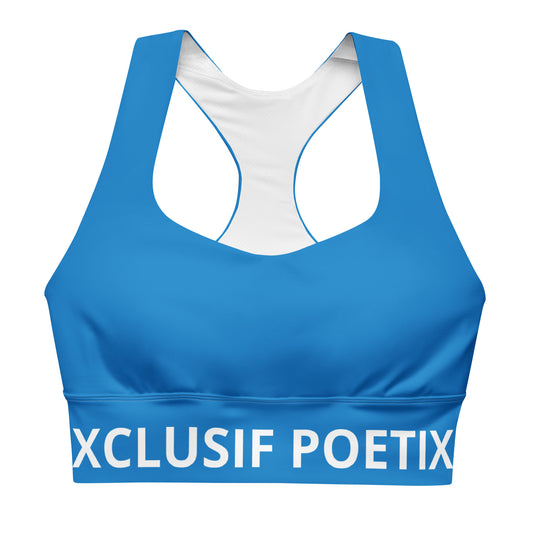 XCLUSIF POETIX BLUE & WHITE Women's Longline sports bra