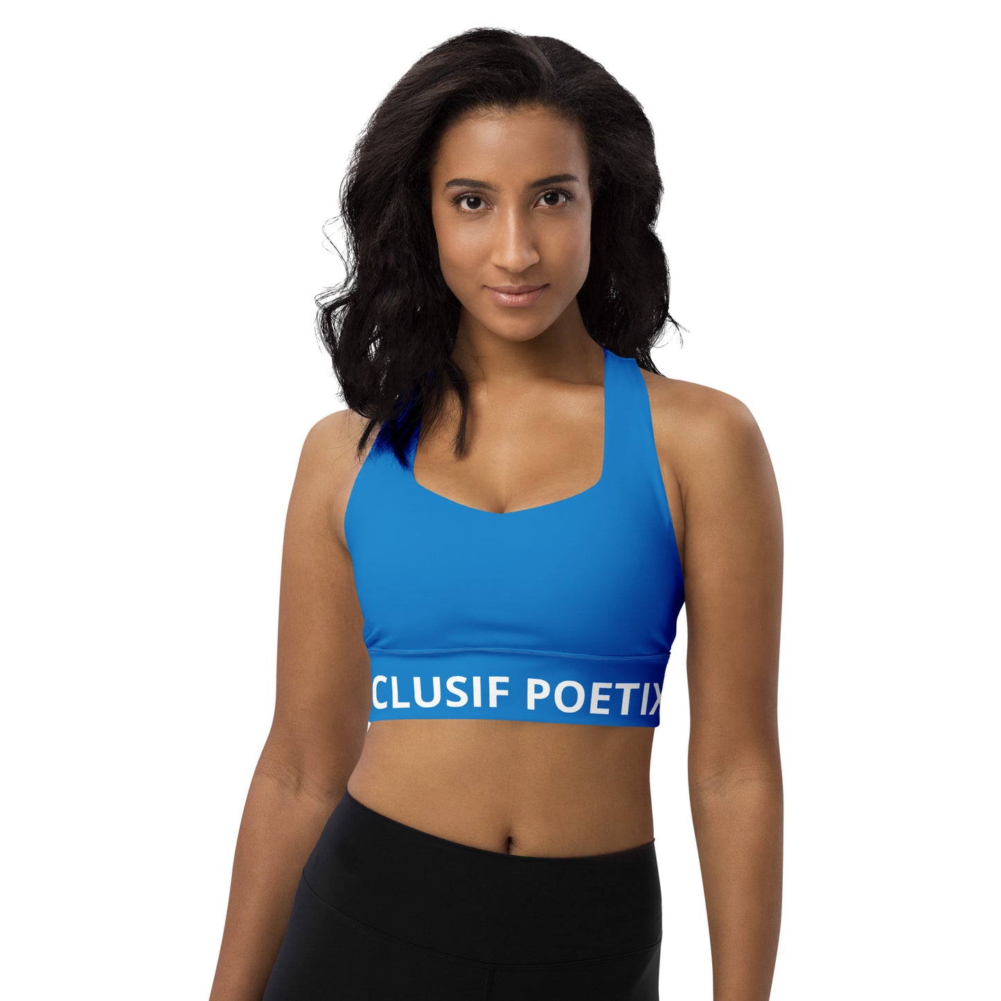 XCLUSIF POETIX BLUE & WHITE Women's Longline sports bra