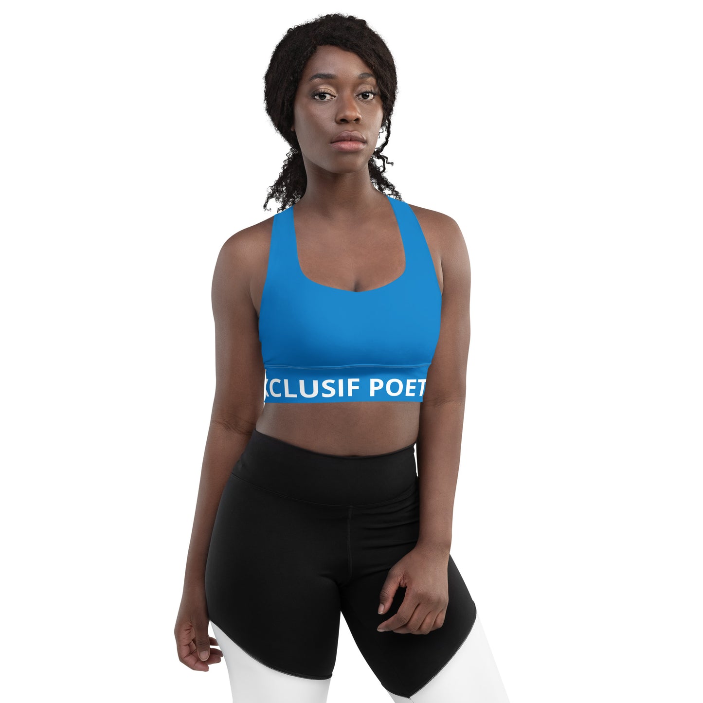 XCLUSIF POETIX BLUE & WHITE Women's Longline sports bra