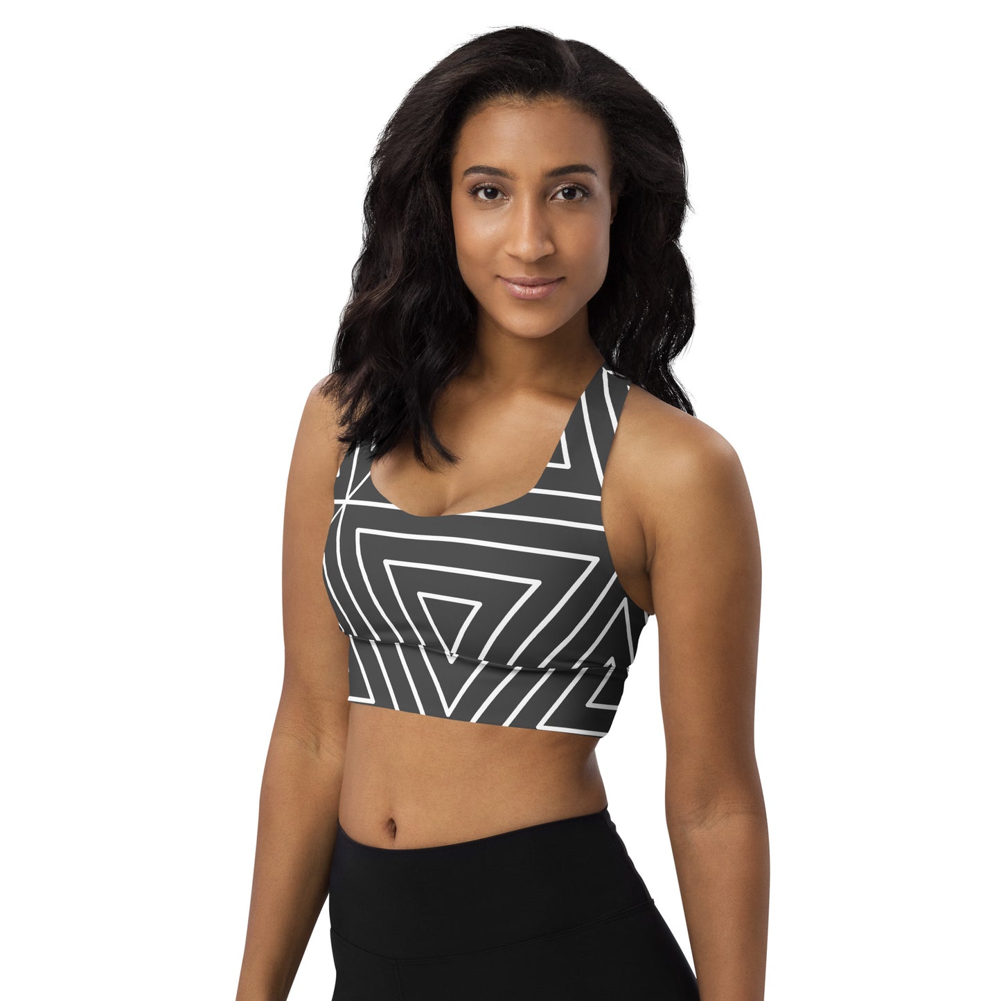 XCLUSIF POETIX BLACK TRIANGLE Women's Longline sports bra