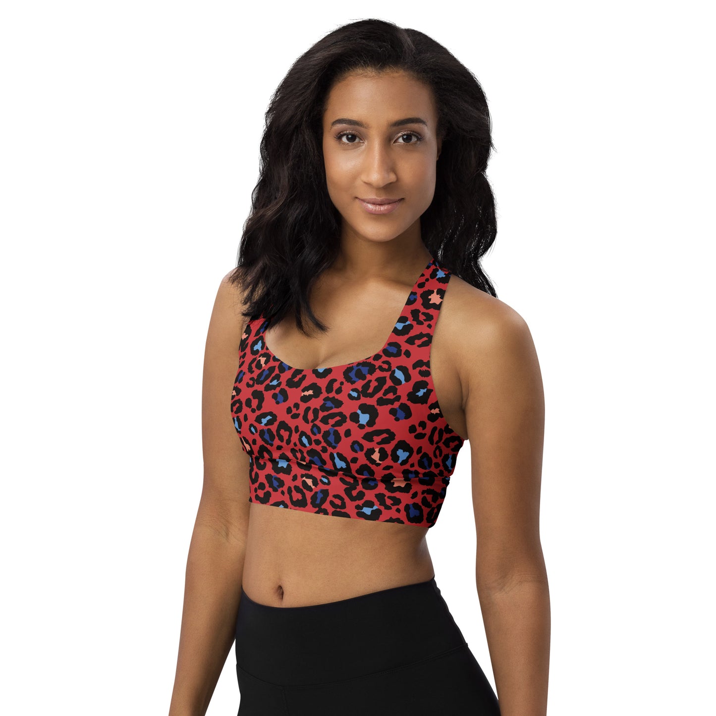 XCLUSIF POETIX RED LEOPARD Women's Longline sports bra